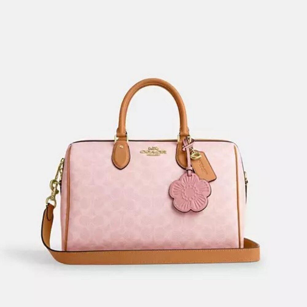 NWT Coach Rowan Large Satchel Bag In Signature Canvas With Charms (CEA19)